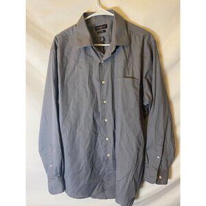 Ziggurat Mens Gray Dress Shirt Long Sleeve Size Xl 17 17 1/2 Fitted Button Up